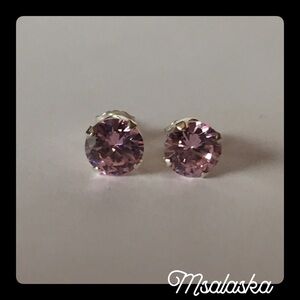 Sterling Silver Lavander Stud CZ Earrings